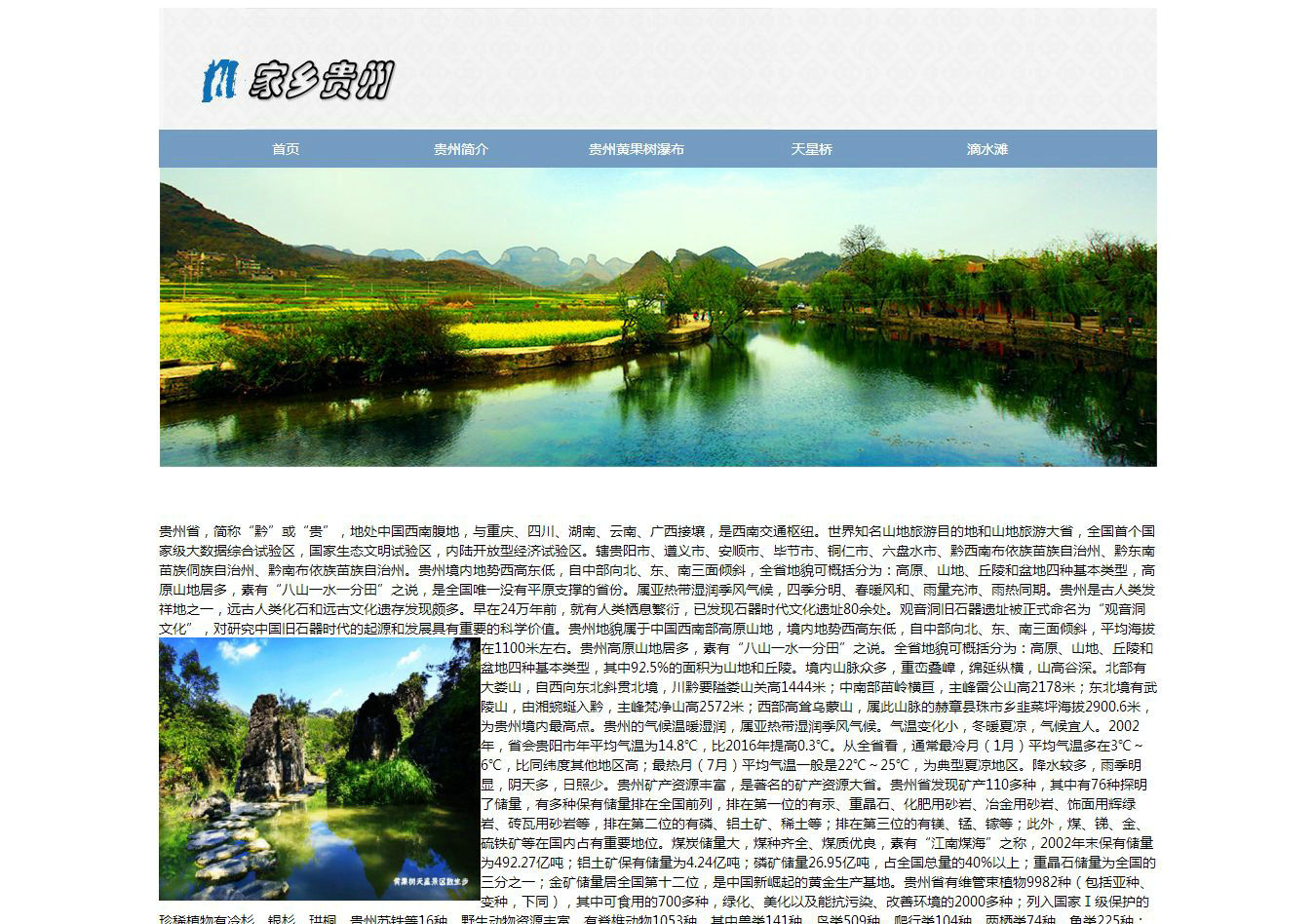 编号：447 家乡贵州 有flash 有表单 5页 css布局